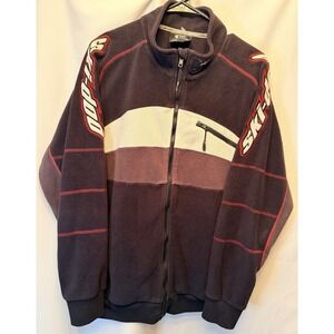 Vintage BRP Ski-Doo Men's Medium Full Zip Fleece Jacket Black Gray Embroidered